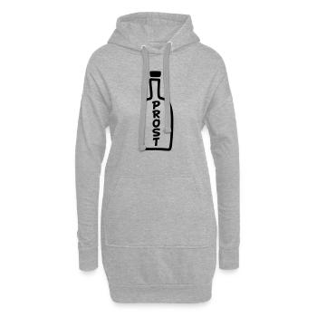 Flasche Prost - Hoodie-Kleid - Grau meliert - Vorne