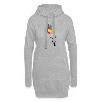 Fille avec des ballons colorés - Sweat-shirt à capuche long Femme - gris chiné - Devant