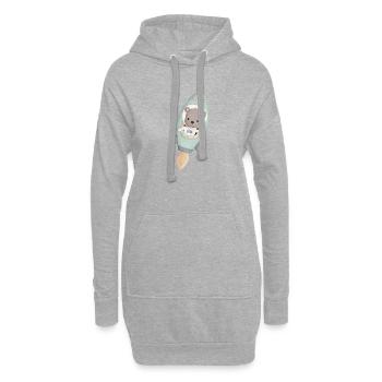 kleiner niedlicher Bär als Astronaut - Hoodie-Kleid - Grau meliert - Vorne