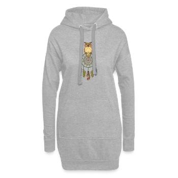 Eulenvogel - Hoodie-Kleid - Grau meliert - Vorne