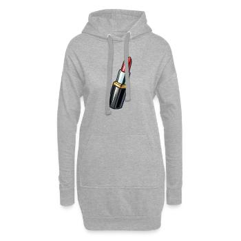 Rouge à lèvres artistique - Sweat-shirt à capuche long Femme - gris chiné - Devant
