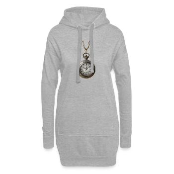 Antique gilded clock on chain - Hoodie Dress - heather grey - Front
