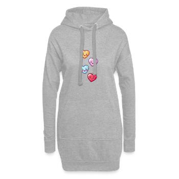 Coeurs Amour Comic Amour - Sweat-shirt à capuche long Femme - gris chiné - Devant