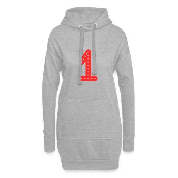 1. 1 AN. 1er ANNIVERSAIRE. ANNIVERSAIRE 1 AN - Sweat-shirt à capuche long Femme - gris chiné - Devant