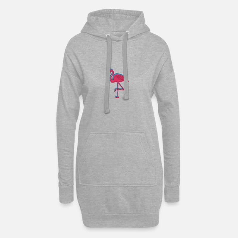 Flamingo Geschenkidee - Hoodie-Kleid - Grau meliert