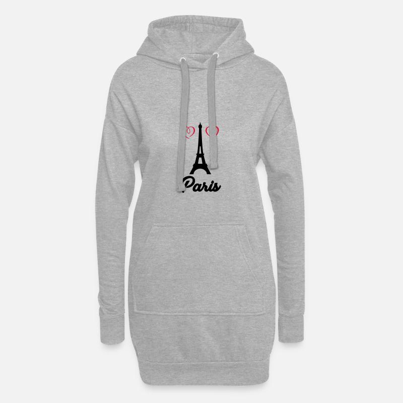 tour eiffel paris - Sweat-shirt à capuche long Femme - gris chiné