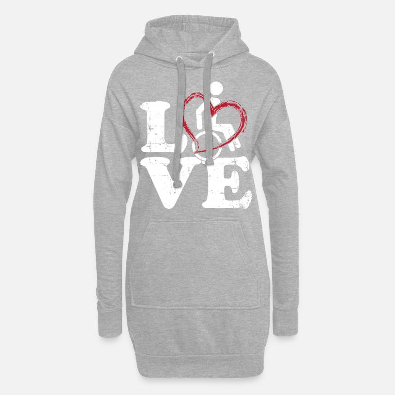 Rollstuhl Liebe - Hoodie-Kleid - Grau meliert
