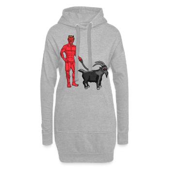 DEVIL WITH GOAT - Black Phillip geht Gassi - Hoodie-Kleid - Grau meliert - Vorne