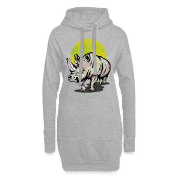 Rhino Nashorn - Hoodie-Kleid - Grau meliert - Vorne