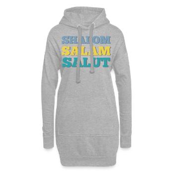 Shalom salam salut - Citation amour et amitié - Sweat-shirt à capuche long Femme - gris chiné - Devant