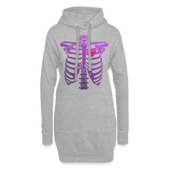 Brustkorbkäfig mit Herz - Lila - Halloween - Hoodie-Kleid - Grau meliert - Vorne