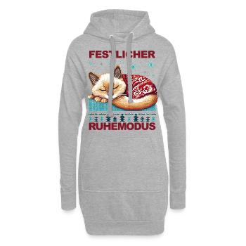 Ugly Christmas schlafende Katze - Hoodie-Kleid - Grau meliert - Vorne