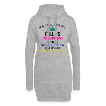 La reine des filles cadeau humour drole femme - Sweat-shirt à capuche long Femme - gris chiné - Devant