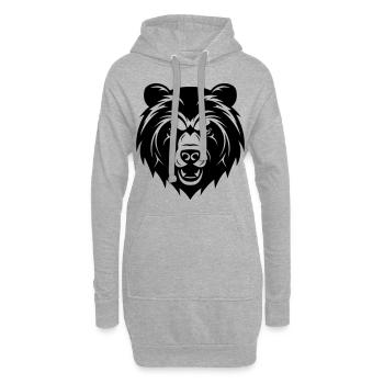 Grizzly Bear Symbol Portrait - Hoodie Dress - heather grey - Front