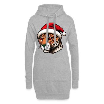 Gepard Porträt Weihnachten - Hoodie-Kleid - Grau meliert - Vorne
