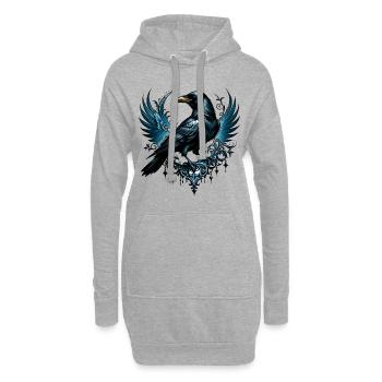 Majestueux corbeau noir - Sweat-shirt à capuche long Femme - gris chiné - Devant