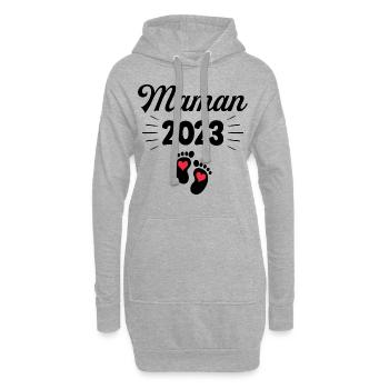 Grossesse Femme Enceinte - Future Maman 2023 - Sweat-shirt à capuche long Femme - gris chiné - Devant
