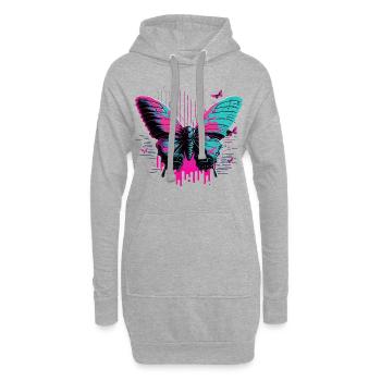 Papillon peint Vaporwave - Sweat-shirt à capuche long Femme - gris chiné - Devant