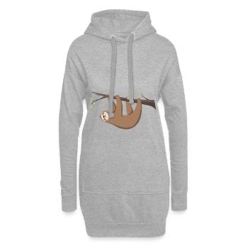 Faultier Sloth hängt am Ast - Hoodie-Kleid - Grau meliert - Vorne
