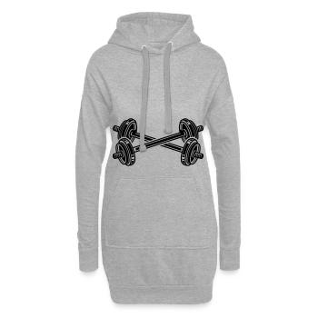 hanteln gewichte fitness - Hoodie-Kleid - Grau meliert - Vorne