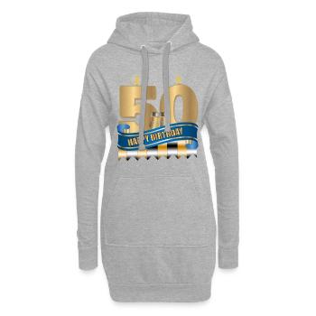 50e anniversaire - Sweat-shirt à capuche long Femme - gris chiné - Devant