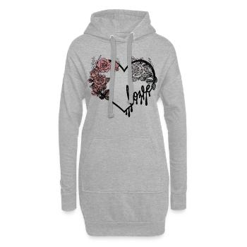 Liebesherz und Rosen dunkles romantisches Design - Hoodie-Kleid - Grau meliert - Vorne