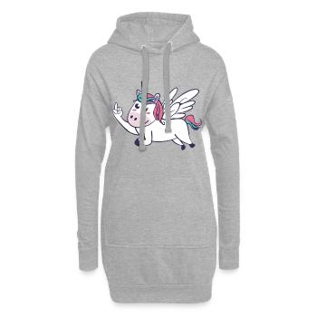 Mittelfinger Einhorn - Sweat-shirt à capuche long Femme - gris chiné - Devant