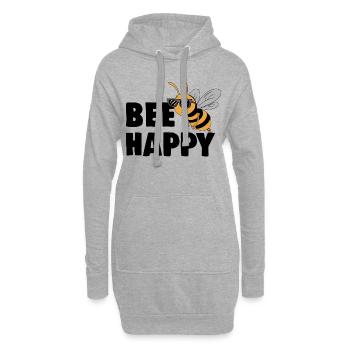 Lustige Biene mit Spruch Bee Happy - Hoodie-Kleid - Grau meliert - Vorne