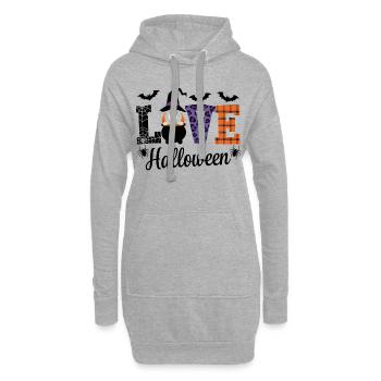 Halloween amour lettrage Gnome - Sweat-shirt à capuche long Femme - gris chiné - Devant