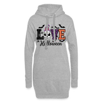 Halloween amour lettrage Gnome - Sweat-shirt à capuche long Femme - gris chiné - Devant