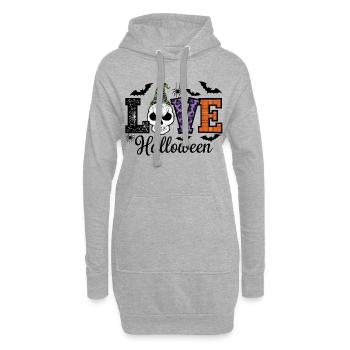 Halloween amour lettrage Gnome - Sweat-shirt à capuche long Femme - gris chiné - Devant