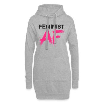Féministe AF Déclaration Dicton - Sweat-shirt à capuche long Femme - gris chiné - Devant