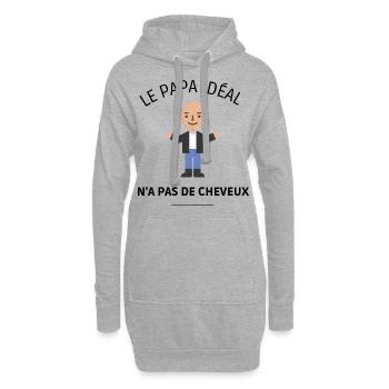 LE PAPA IDÉAL N'A PAS DE CHEVEUX - Sweat-shirt à capuche long Femme - gris chiné - Devant