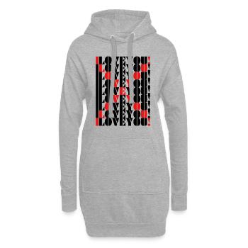 i love you - Hoodie-Kleid - Grau meliert - Vorne