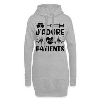 Infirmière j' adore mes patients cadeau infirmière - Sweat-shirt à capuche long Femme - gris chiné - Devant