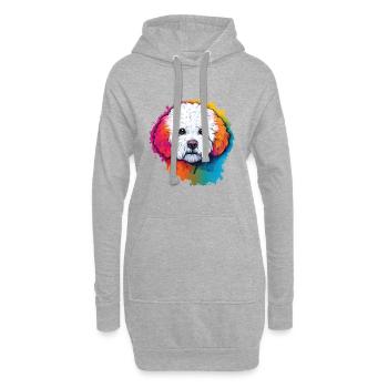 Bichon Frise - Hoodie-Kleid - Grau meliert - Vorne