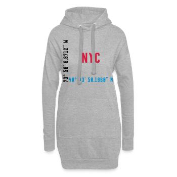 NYC - NEW YORK - COORDONNÉES / COORDONNÉES GPS - Sweat-shirt à capuche long Femme - gris chiné - Devant