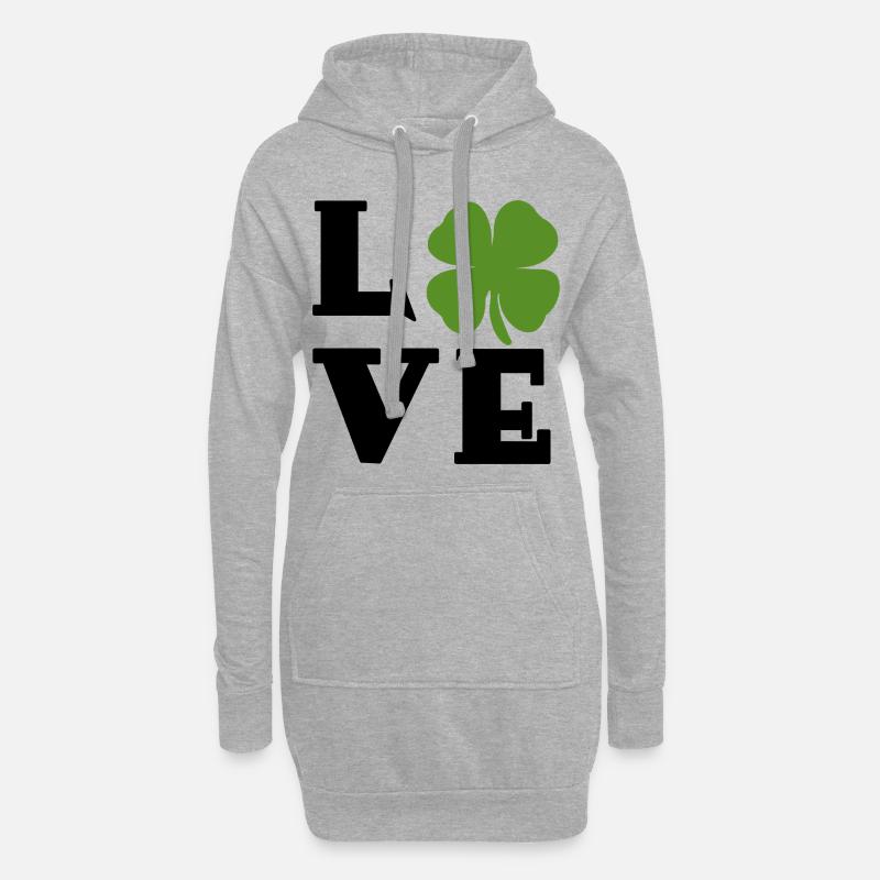 Vierblättriges Kleeblatt Neujahr Glücksklee Klee - Hoodie-Kleid - Grau meliert