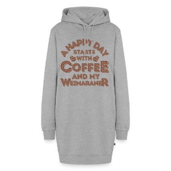 Weimaraner Kaffee Hund Cafe - Hoodie-Kleid - Grau meliert - Vorne