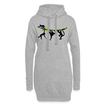 Affen beim Klettern - 2farbig - Hoodie-Kleid - Grau meliert - Vorne