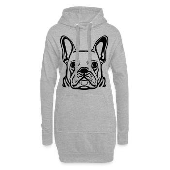 Hundekopf Französiche Bulldogge - Hoodie-Kleid - Grau meliert - Vorne