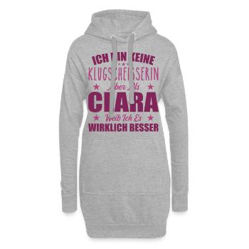 Name Clara Vorname Klugscheisserin Namenstag - Hoodie-Kleid - Grau meliert - Vorne