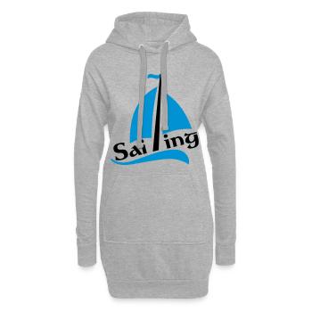 bateau à voile - Sweat-shirt à capuche long Femme - gris chiné - Devant