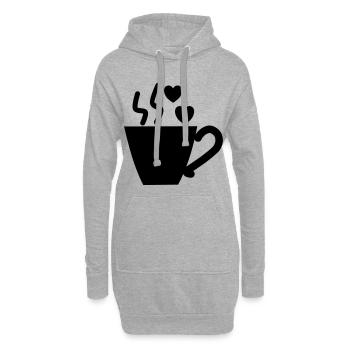 I love Coffee - Kaffeetasse - Kaffee - Hoodie-Kleid - Grau meliert - Vorne