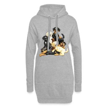 Cadeau de chien de bande dessinée tas hovawart chien - Sweat-shirt à capuche long Femme - gris chiné - Devant