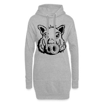 Süßes Wildschwein - Wildschweine - Schwein - Comic - Hoodie-Kleid - Grau meliert - Vorne