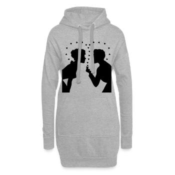 Love Silhouette – Valentine’s Day Couple Design - Hoodie-Kleid - Grau meliert - Vorne