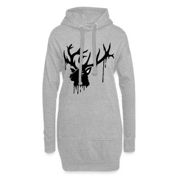 Düsterer Hirsch - Hoodie-Kleid - Grau meliert - Vorne