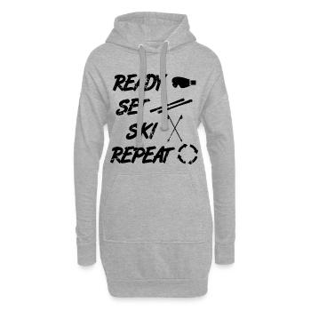 Drôle de dicton de skieur - Sweat-shirt à capuche long Femme - gris chiné - Devant