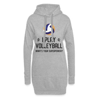 Ich spiele Volleyball. Was ist deine Superkraft? - Hoodie-Kleid - Grau meliert - Vorne